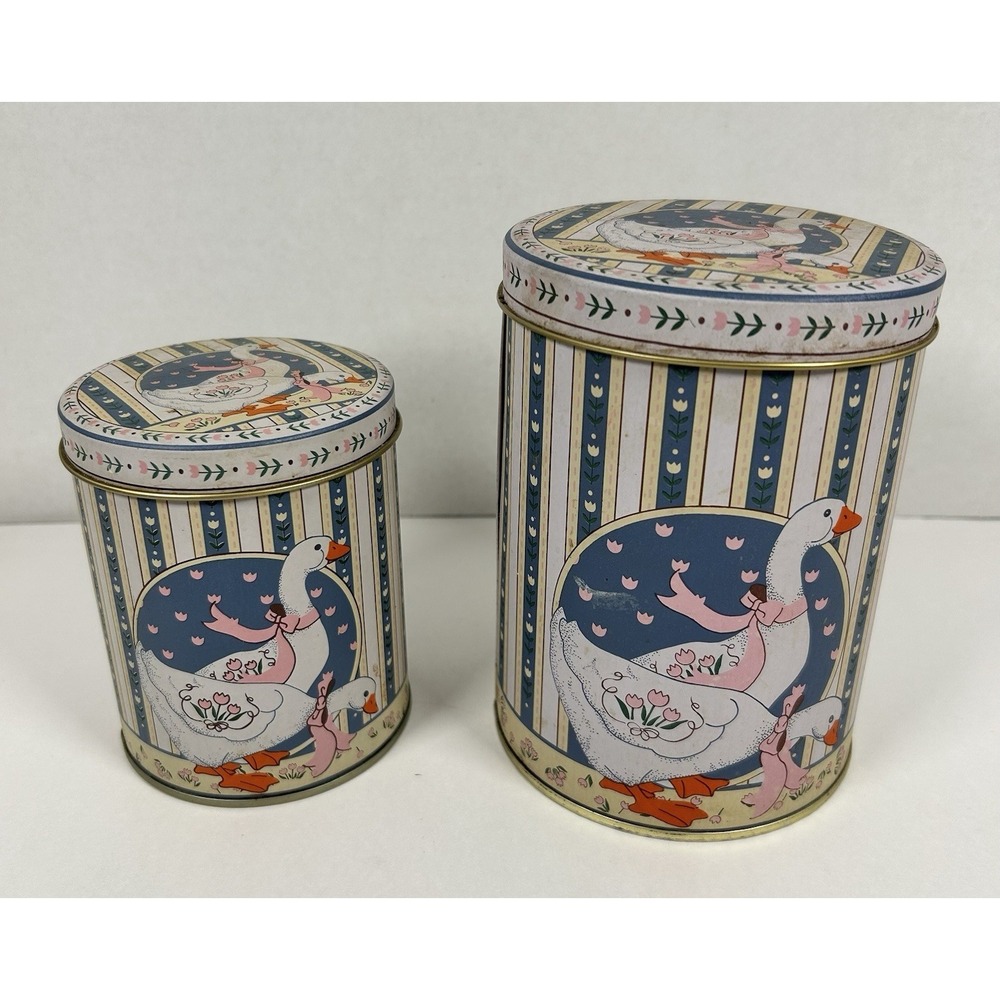 Nesting Goose Metal Tins 5.75" 4.25" Cute! 90's Home Cottagecore